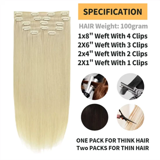 PU Clip In Hair Extensions